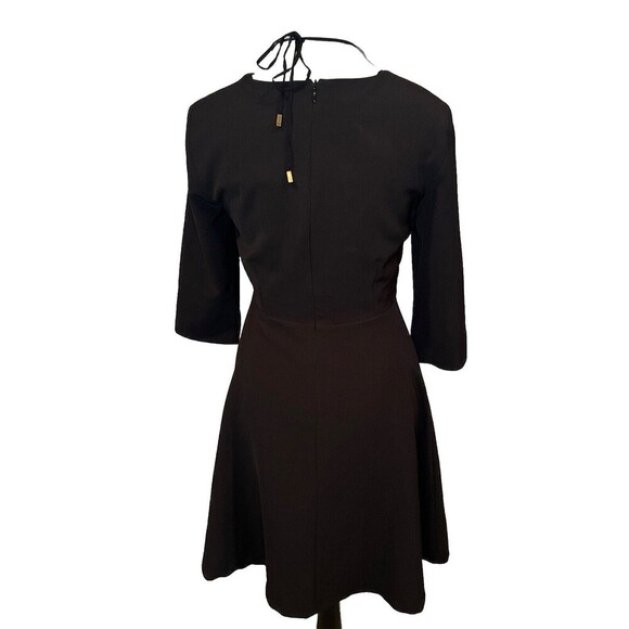 Zara Basic Women’s BLACK Lace Up Front Fit & Flair Dress 3/4 Sleeves Sz S  NWT - Picture 3 of 11